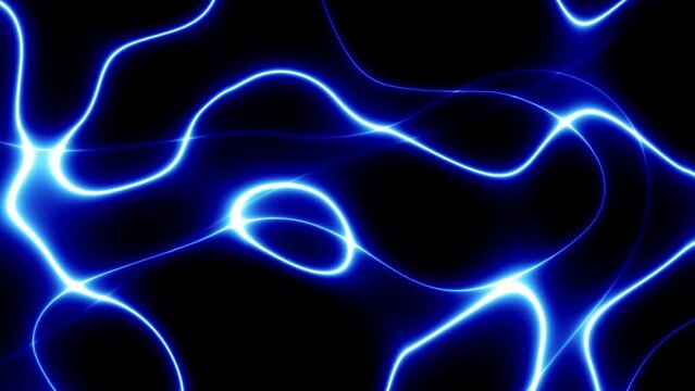 Blue energy light strings or waves background with flares and backlighting. Usable as future modern data information flowing, technology presentation