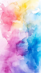 Fototapeta na wymiar Aesthetic hand painted watercolor rainbow, pastel colours on white backdrop. Creative template. Generative AI