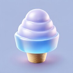 Glossy stylized glass icon of ice cream, frozen, treat, dessert, food, gelato, ice, cream