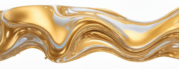 3d fluid twisted abstract metallic shape or melted chrome liquid metal shape. - 771448833