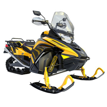 Snowmobile, transparent background, isolated image, generative AI