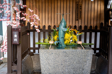 Kobe City, Hyogo Prefecture, Japan - January 8, 2024: Kitano Ijinkan Street. Kitano Tenmangu Shrine...