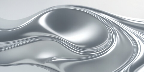 3d fluid twisted abstract metallic shape or melted chrome liquid metal shape. - 771449274