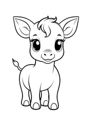 cow outline white coloring page, smoothly white background,  ai generated
