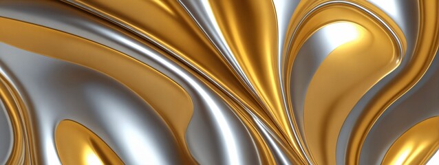 3d fluid twisted abstract metallic shape or melted chrome liquid metal shape. - 771450010