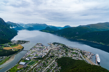 The view from hiking Rampestreken and Nesaksla in Andalsnes in Norway - 771450047