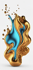 3d fluid twisted abstract metallic shape or melted chrome liquid metal shape. - 771450235