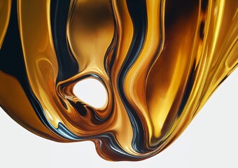3d fluid twisted abstract metallic shape or melted chrome liquid metal shape. - 771450265