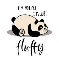 Cute panda. Simple flat icon with funny inscription