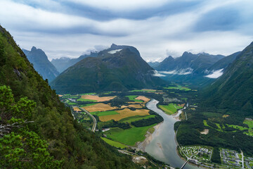 The view from hiking Rampestreken and Nesaksla in Andalsnes in Norway - 771450683