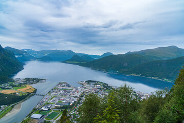 The view from hiking Rampestreken and Nesaksla in Andalsnes in Norway - 771450867