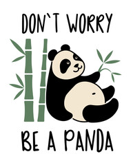 Cute panda. Simple flat icon with a funny inscription - 771451022