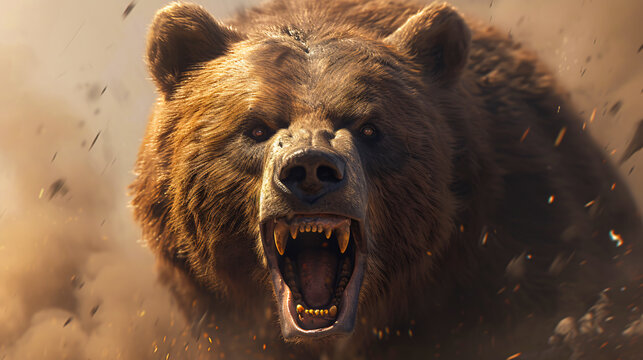 Portrait of a majestic brown bear, symbolizing the wild and untamed aspects of nature