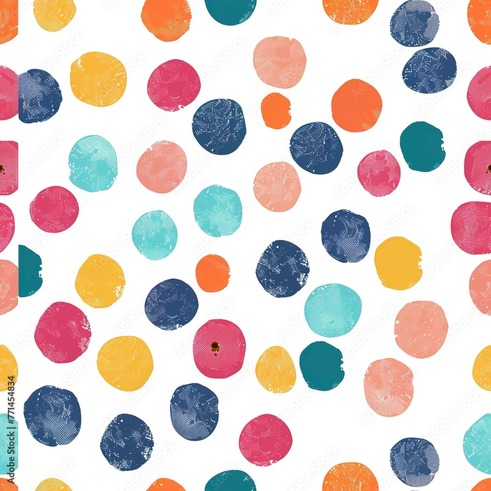 Sticker Vibrant multicolor Polka Dot seamless pattern, perfect for playful children's apparel. Seamless Pattern, Fabric Pattern, Tumbler wrap, Mug Wrap.