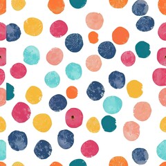 Fototapeta premium Vibrant multicolor Polka Dot seamless pattern, perfect for playful children's apparel. Seamless Pattern, Fabric Pattern, Tumbler wrap, Mug Wrap.