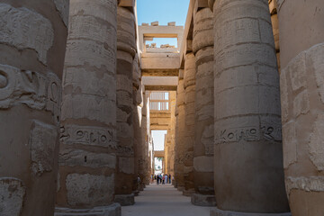 Karnak, Great Temple of Thebes, hypostyle hall of papyri, columns, ancient Egypt
