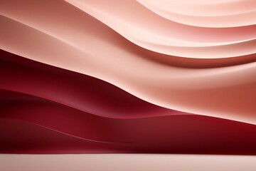抽象背景。ワインレッドとピンクの曲線的な壁と平らな床がある空間