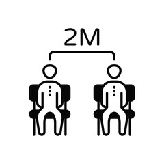 Black Solid Social Distancing vector icon