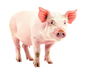 A pig isolated on white transparent background, PNG File. Perfect for clipart 