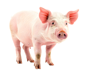 A pig isolated on white transparent background, PNG File. Perfect for clipart 