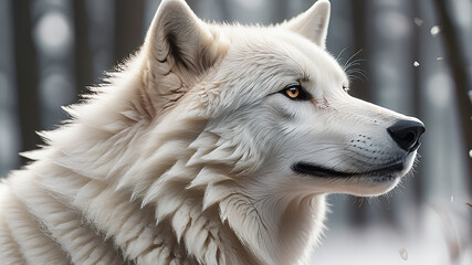 Obraz premium Portrait of white wolf in the woods