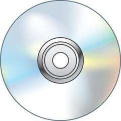 A detailed vector illustration of a CD (Compact Disc), showcasing its classic design. The illustration highlights the disc's reflective surface and is perfect for use in multimedia, technology, and mu