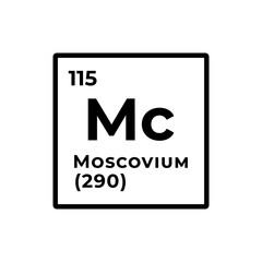 Moscovium, chemical element of the periodic table graphic design