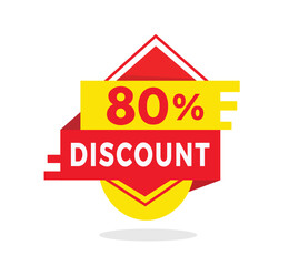 80 percent discount red label icon for sale promotion, advertising, vector. Modern style design template for banner for advertising, announcement.