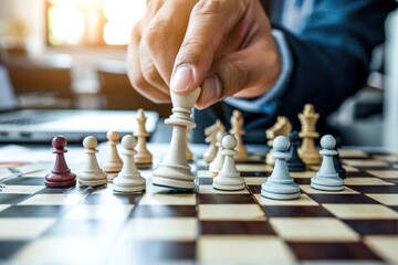 Hand holding chess board, Generative Ai