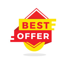 Best offer red label icon for announcement, advertising, vector. Flat design template for banner, advertising, announcement.