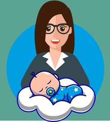Business lady with baby