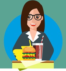 Business lady having lunch