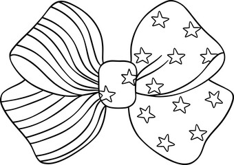 Coquette Ribbon Bow 4th of July doodle outline