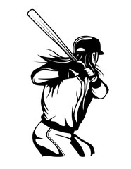 Softball Player | Sports Mom | Outdoor Field Game | Softball Batter | First Based Player Shortstop | Softball Team | Catcher | Original Illustration | Vector and Clipart | Cutfile and Stencil
