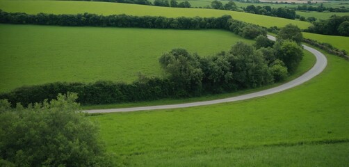 Lush Green Countryside with Winding Country Roads