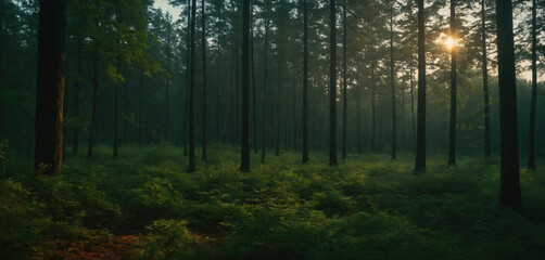 Serene Forest Landscape at Dawn