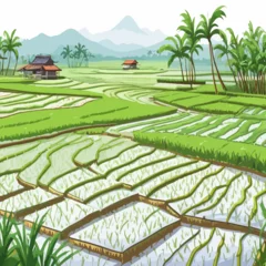 Gardinen Ricefield Cartoon Design Very Beautiful © BAIM