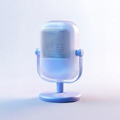 Glossy stylized glass icon of microphone, audio, sound, recording, mike