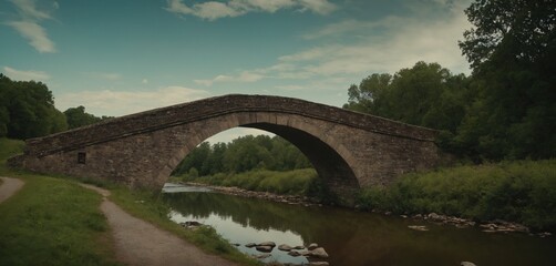 Fototapeta na wymiar Charming Old Bridge over a Tranquil River
