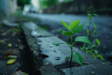 Close-up image showing the nurturing of a young tree in an urban setting, embodying green living and environmental awareness.