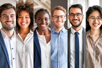 Smiling diverse business people group headshots portraits horizontal banner collage, Generative Ai
