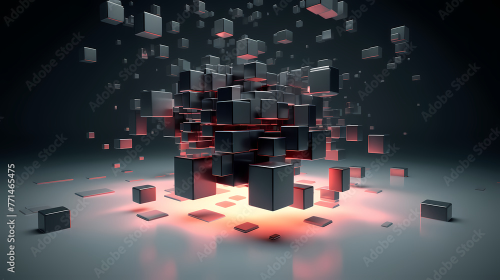 Poster futuristic cube formation,abstract 3d rendering