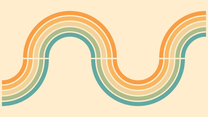 Abstract background of rainbow groovy Wavy Line design in 1970s Hippie Retro style. Vector pattern ready to use for cloth, textile, wrap and other.