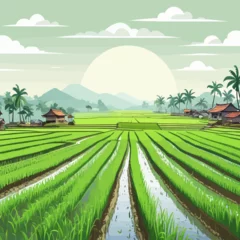 Gartenposter Ricefield Cartoon Design Very Beautiful © BAIM