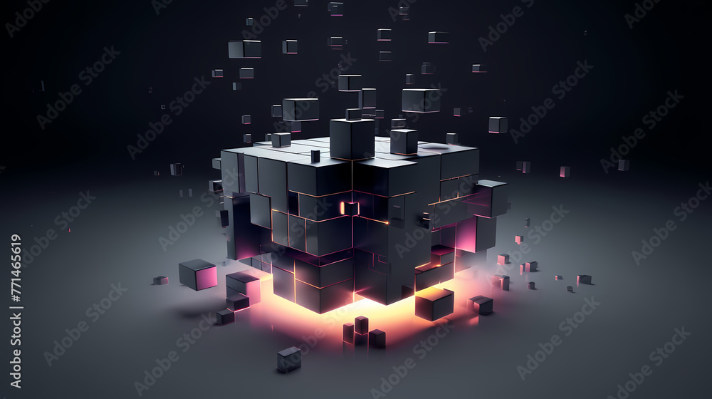 Fototapete futuristic cube formation,abstract 3d rendering