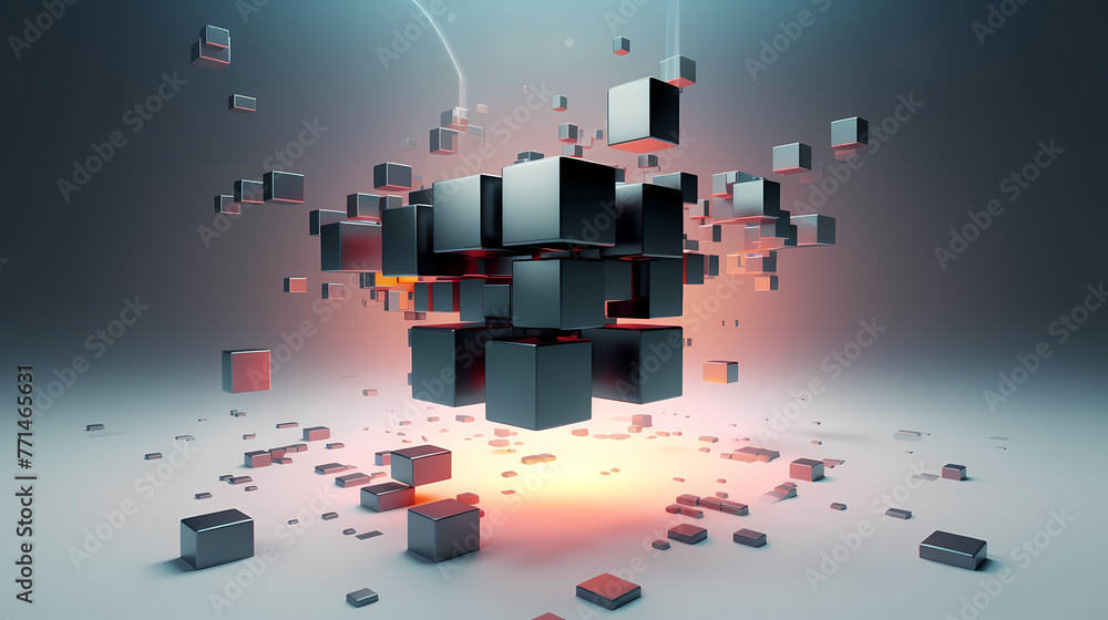 Poster futuristic cube formation,abstract 3d rendering
