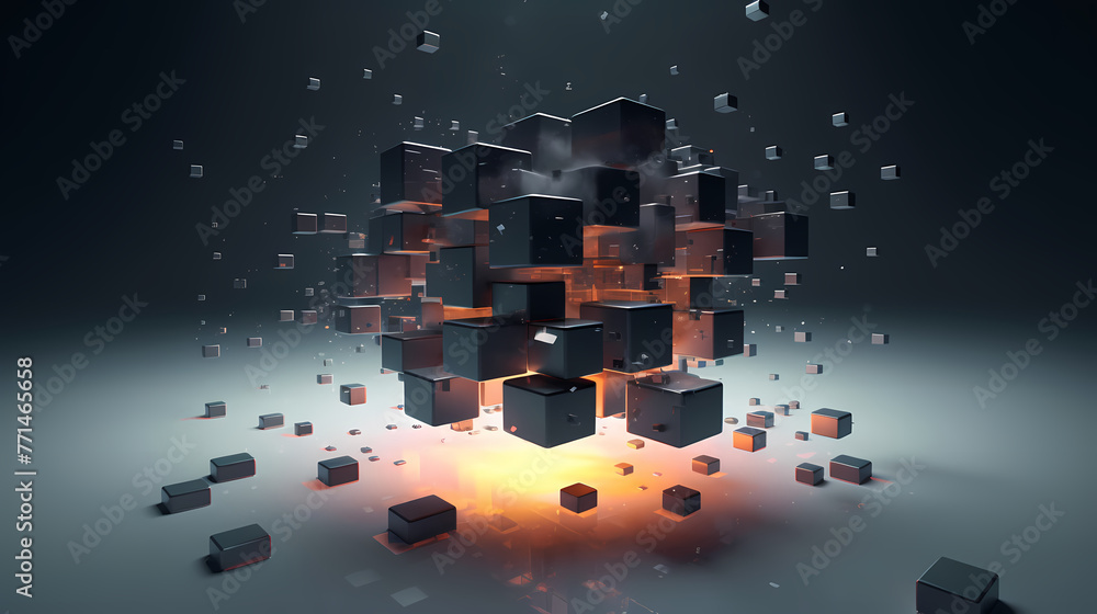 Fototapete futuristic cube formation,abstract 3d rendering