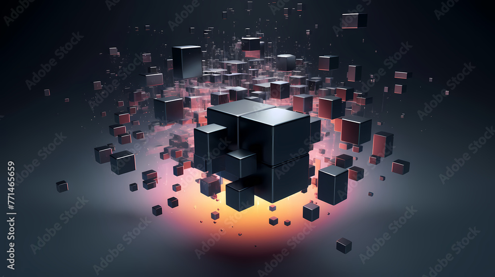 Fototapete futuristic cube formation,abstract 3d rendering
