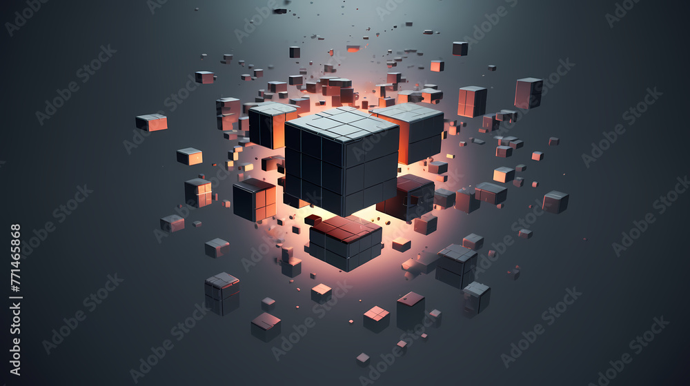 Fototapete futuristic cube formation,abstract 3d rendering