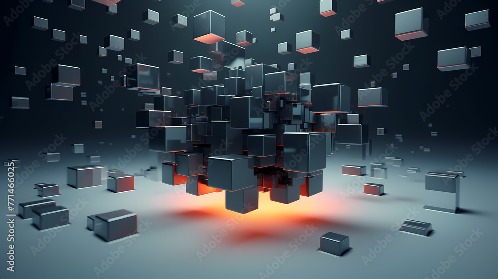 Fototapete futuristic cube formation,abstract 3d rendering